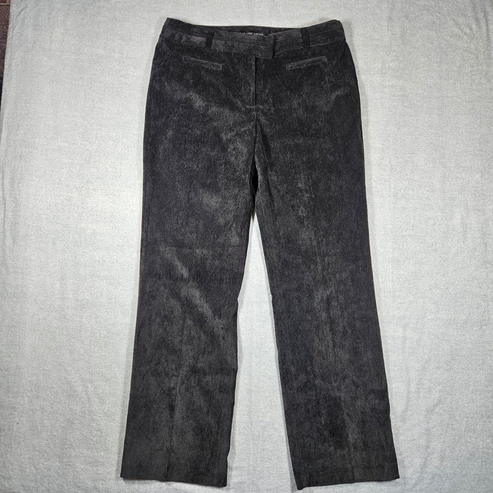 Larry Levine Womens Black Corduroy Straight Leg Dress Pants Size 12